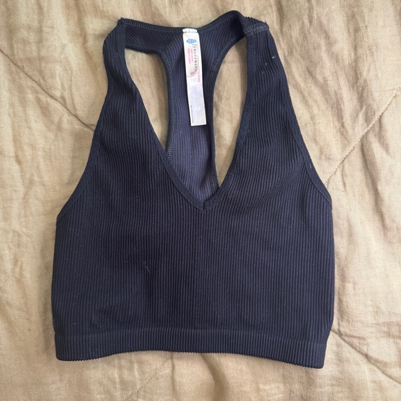 Free People Movement Free Throw Ribbed Crop Top XS Black - Picture 2 of 5